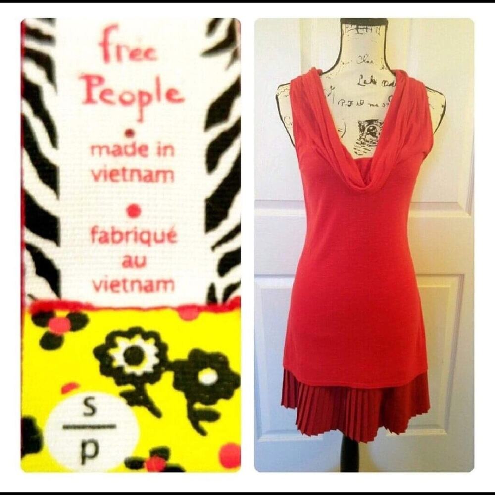 Free People Cowl Sleeveless Holiday Pleated Dress
